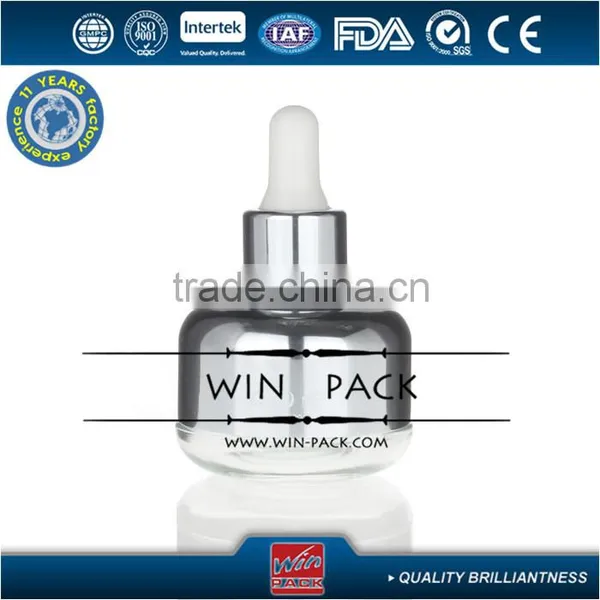 Blue Color Glass 30ml Dropper Bottle With Aluminum Surface and Blue Metal Cap and White Rubber photo-4