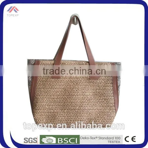 Foldable Straw Bag Bright Colored Handles photo-4