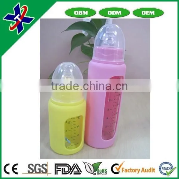 4 OZ 8 OZ Glass Feeding Bottle With Silicone Sleeve
