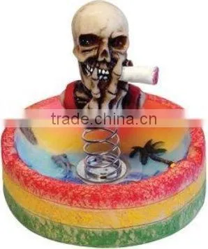 Skeleton Skull Head Bobblehead Ashtray, Souvenir photo-2