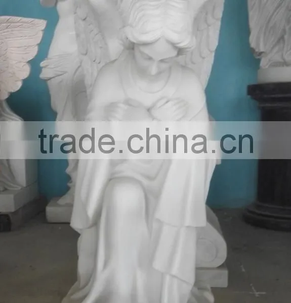 White Marble Carved Pray Angel Tombstone photo-2