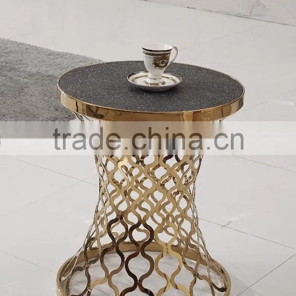 D404 Home Furniture Round Marble Rose Gold Side Table photo-3