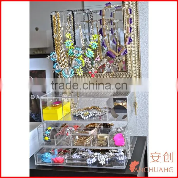 Large Desk Acrylic Jewelry Organizer Display Box photo-3