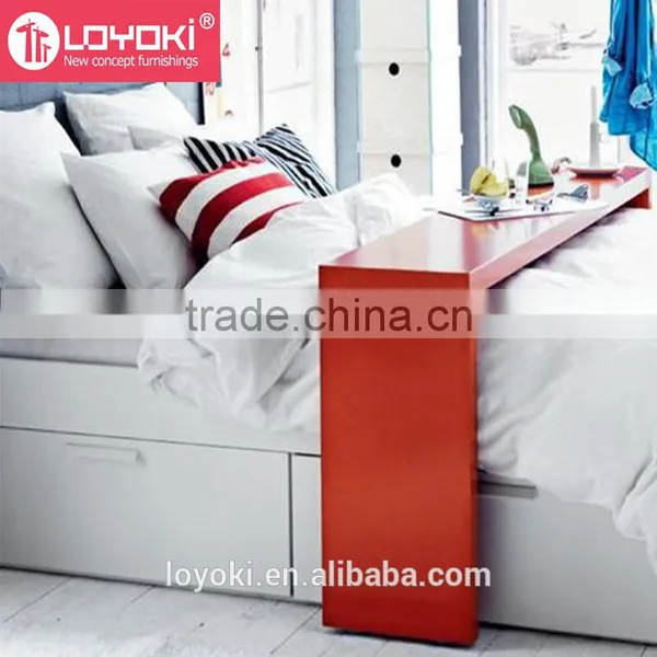 New Design MDF Wood Moveable Bed Side Table With Glossy Finished Occasional Table With Wheels Over Bed Table photo-4