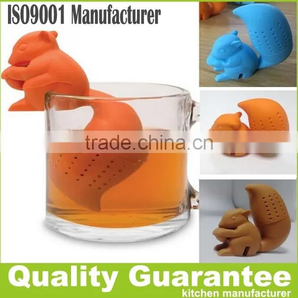 FDA Silicone Material Convenient Tea Strainer Cute Squirrel Filter Tea Infuser Accessories photo-2