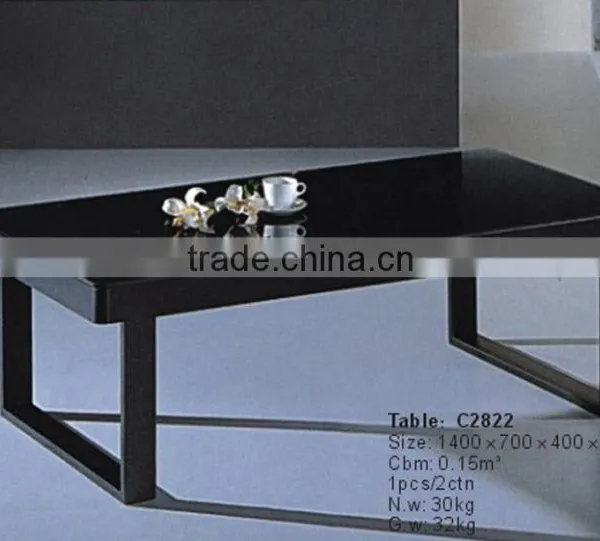 C8043 Cheap Black Metal Leg Mdf Wood Top Coffee Table for Cafe photo-2