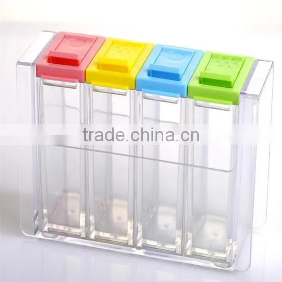 Transparent Rectangle 4 Cases Seasoning Box Spice Box Set Plastic Spice Bottles Wholesale photo-4