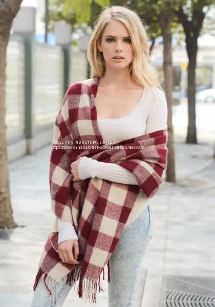 Soft Winter Plaid Checked Pashmina Scarf Shawl Wraps Manufacturer photo-2