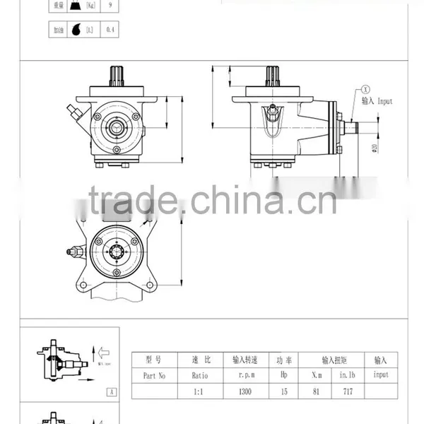 1 to 1 Ratio Gearbox for Secondary Grain Transferring photo-6