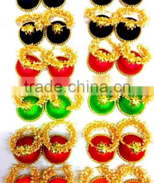 Stylish Handmade Silk Thread Jhumkas Earrings,Indian Fashion Jhumka Earrings,factory Direct Fashion Jewelry photo-3