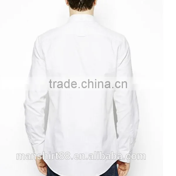 2016 Wholesale 100% Cotton Button Down Collar Long Sleeve Men's White Oxford Shirt photo-2