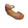 OEM 2012 Europe Style Fashion PU Black Summer / Spring Ladies Wedge Sandals With 9cm Heels