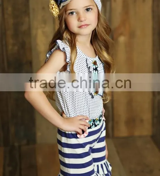 Hot Sale Summer 2pc Children Clothes Flutter Sleeve Knit Cotton Outfit Baby Girl Clothing photo-3