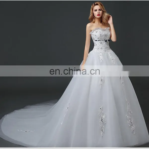 HS1628 Made in China 2017 Strapless Bling Princess Puffy Prom Ball Gown Wedding Dress photo-6