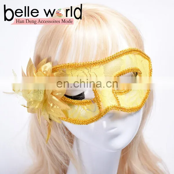 Fancy Dress Party Cloth Yarn Translucent Lace Brought Feather Flowers and a Half Face Eye Masks