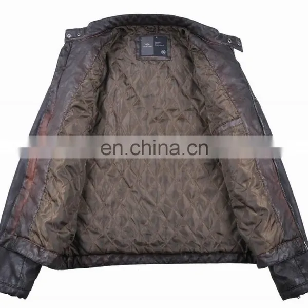 2015 Last Fashion Mens Handsome Motrocycle Slim Fit Leather Jacket photo-3