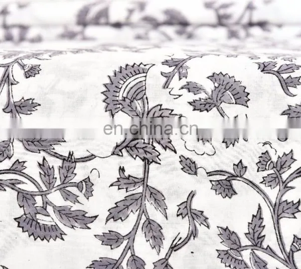 Indian Latest Handmade 100% Cotton Floral Hand Block Printed Fabric photo-2