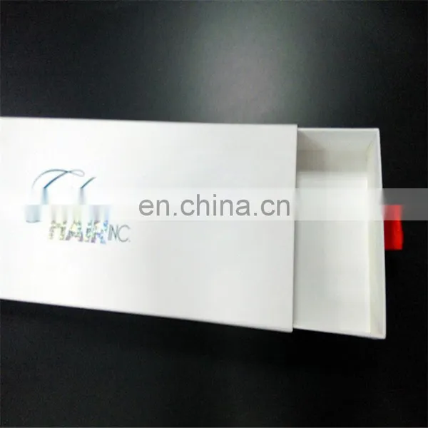 Shiny ! ! ! !Customized Hair Extension Packagings Sliding Drawer Box With Shiny Blue Foil Logo photo-6