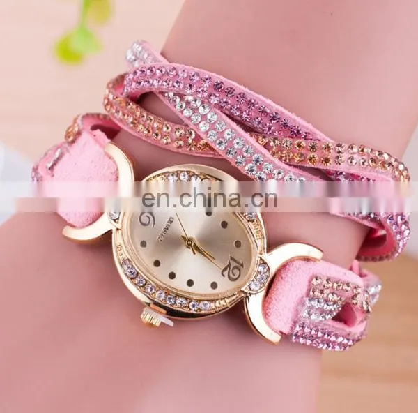 Crystal Woven Leather Bracelet Watch Golden Quartz Watch Leather Bracelets Women Leisure Leather Bracelet Watch Gifts for Her photo-2