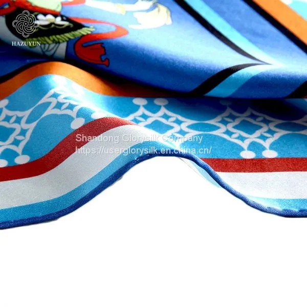 In Stock Muffler Top End Customized Fashion Elegant Silk Screen Printed 100% Silk Satin Hear Scarf photo-2