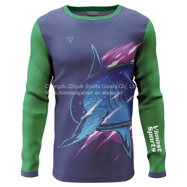 Round Neck Custom Sublimation Fishing Shirt of Long Sleeves