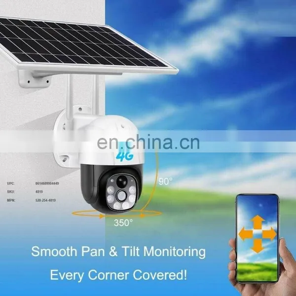360 Wireless Surveillance PTZ IP Camera Solar Powered CCTV Security Cameras 4G Outdoor Solar Power Wifi Battery Camera V380 photo-2
