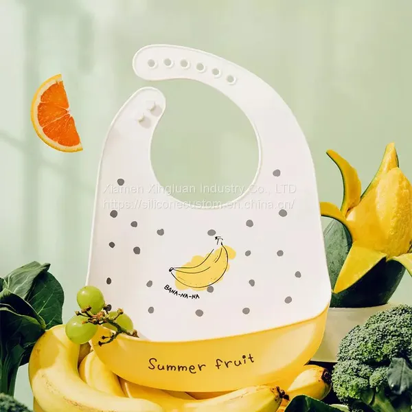 Wholesale Food Grade Logo Custom Silicone Baby Bibs Silicone Feeding Bib photo-2