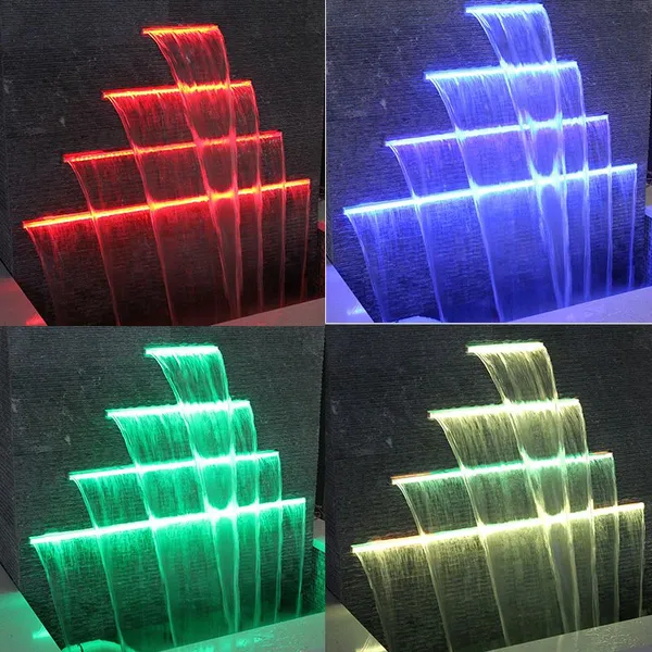 Best Selling Acrylic Garden Wall Sheer Descent Indoor and Outdoor Water Fountain Water Curtain Pool Waterfall With Led Light photo-6