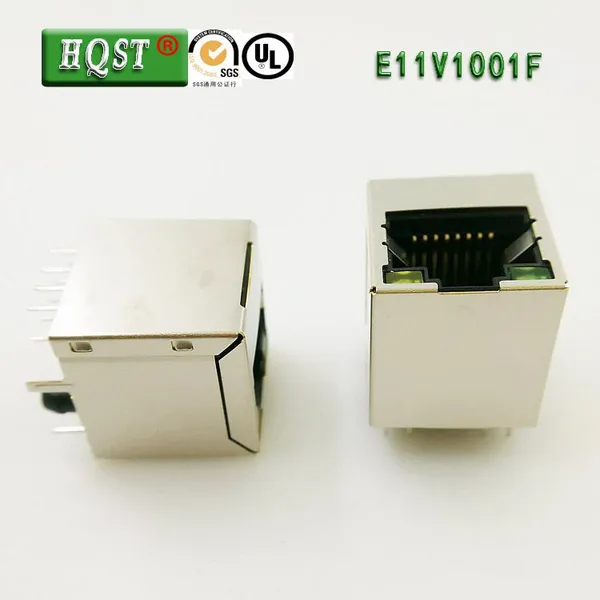 E1152E01A-YG/GY 180 Degree Vertical RJ45 Ethernet Jack Single Port With LED Light & USB Port, Copper Contacts Wall Mount Module photo-4