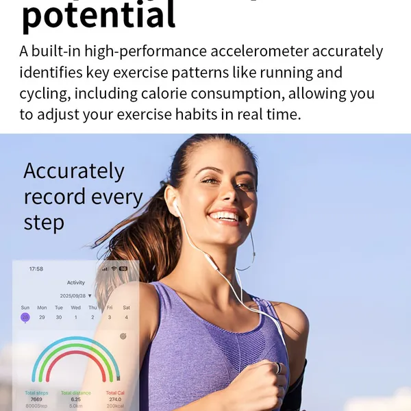 Mart Ring With Heart Rate Blood Oxygen Step Counting Sleep Monitoring and Body Temperature Monitoring Caller ID Information Reminder photo-5