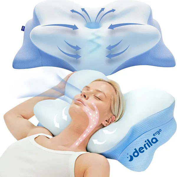 Derila Ergo Cervical Neck Pillow для сна. Контурные подушки из память-пены для спальных поз на спине и боку