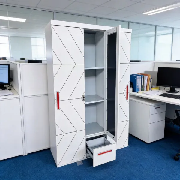 UV Printed Knock‑down Steel Wardrobe 3‑Door 4‑Door Built‑in Mirror & Drawers Household Clothes Storage Cabinet Custom Color For Export Business photo-3
