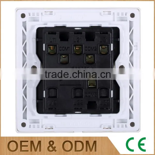 New Style Wall Mounted 16A Red Wood Zigbee Light Switches, 3 Gangs Plastic Button Quality Choice photo-3