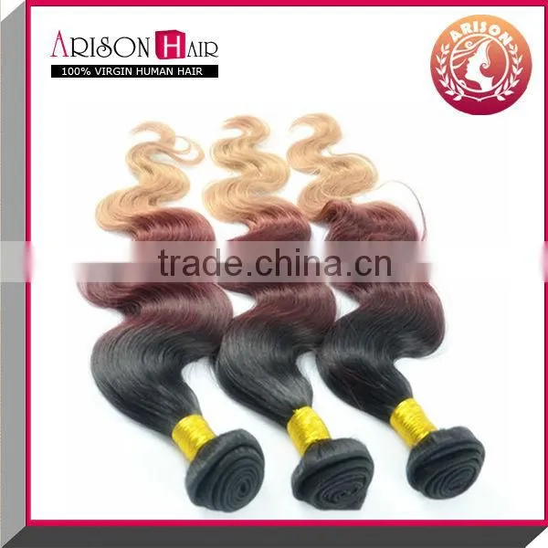 Fashion 100% Remy Human Hair Extension Body Wave Ombre Color Hair 1B/33/27