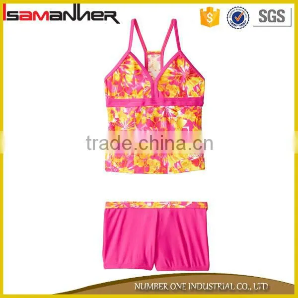 Cute Flower Printing Fancy 3-10 Years Girl Swimwear Children Swimwear