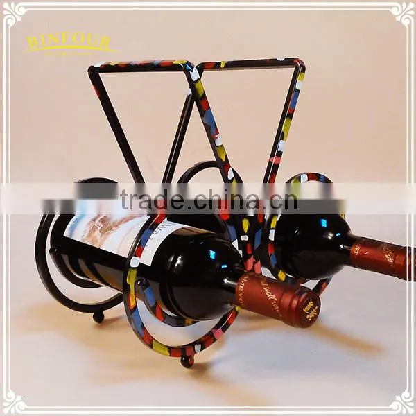 Post-modern Abstract Art Original Design Colorful Iron Bottle Wine Rack photo-4