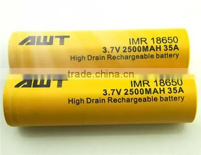 Non Alkaline Batteries 35A 2500mah Aweite 18650 aa Battery Cell Carbon Zinc Battery