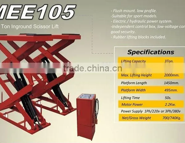 Inground Scissor Lifts MEE105, Car Hoist Flush photo-3