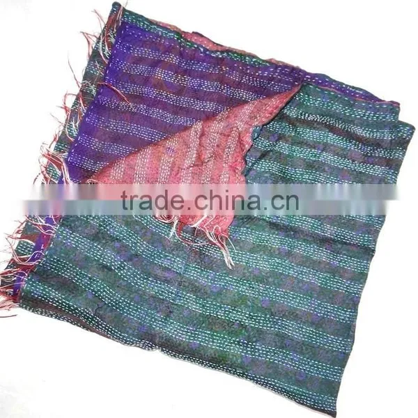 Handmade Scarve Shawl Reversible Silk Kantha Shawl photo-6
