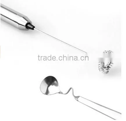 High Quality Appuccino Maker 2XAA Battery Operating Mini Stainless Steel Milk Frother photo-3