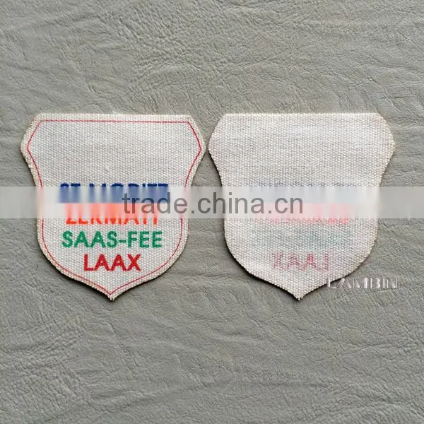 Hangzhou Factory Custom Canvas Silk Screen Printed Decorative Label for Garments photo-2