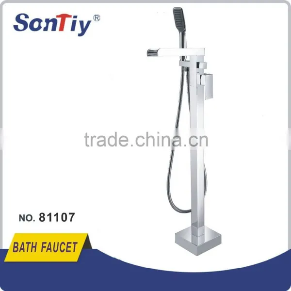 Hot Sale Floor Standing Bathtub Waterfall Faucet With Hand Shower and Hose photo-3