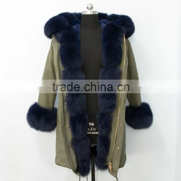 Made in China Fashionable Military Parka Jacket With Real Fox Fur Hood Trim photo-6