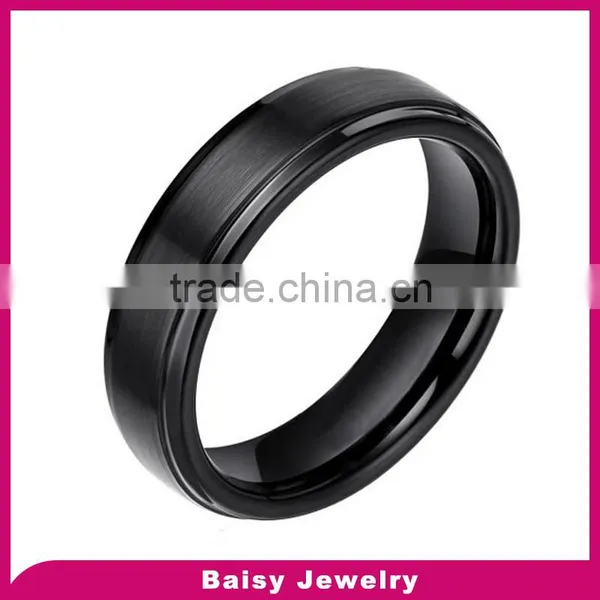 Top Selling 6mm Black High Polish Tungsten Ring Class Ring
