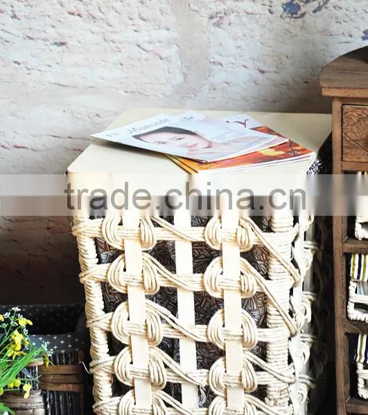 9 Hand Woven - Pastoral Style - Solid - Wooden Dirty Clothes Basket - Dirty Clothes Barrel - Storage Basket Basket photo-6