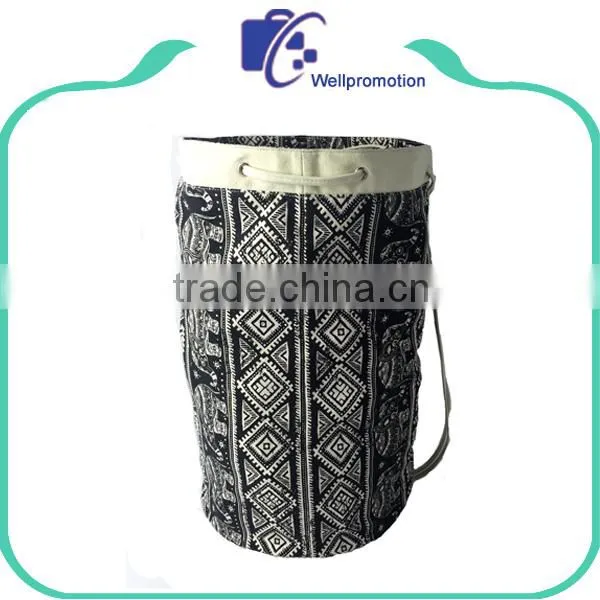 Ethnic Style 12oz Canvas Drawstring Round Backpack photo-4