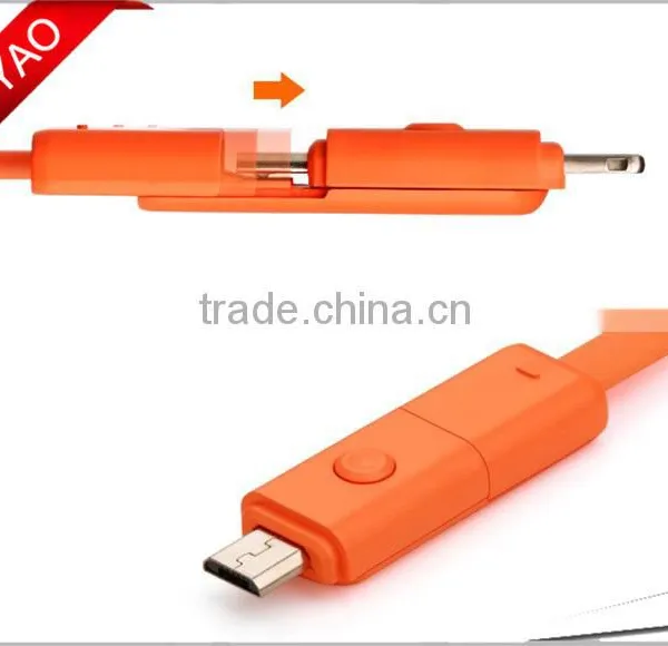 2016 High Quality 360 Degree Rotating Micro USB Charger Cable 2 in 1 Micro USB Data Cable for Android & for Iphone photo-3