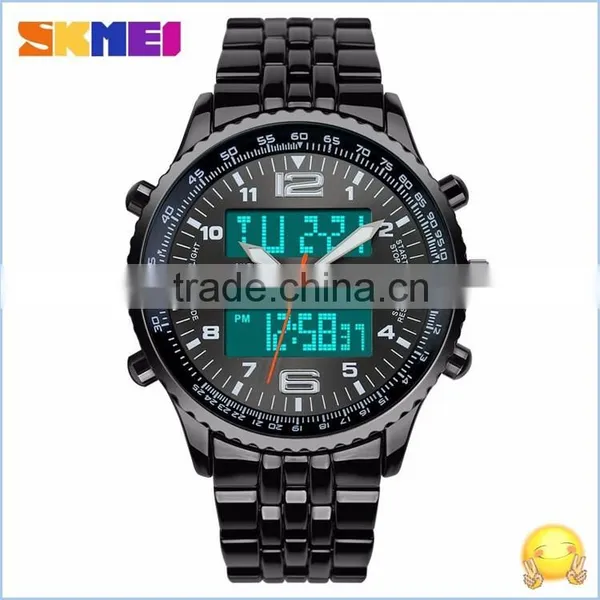 30M Water Resistant Skmei New Black Metal Cheap LED Watches For Men photo-5