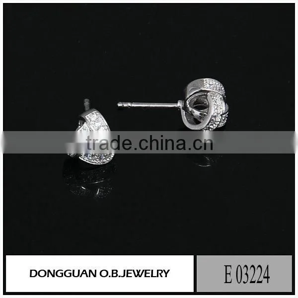 Fashion Silver Earring Stud Jewelry Wholesale Clear Crystal Stone Handmade Jewelry photo-3