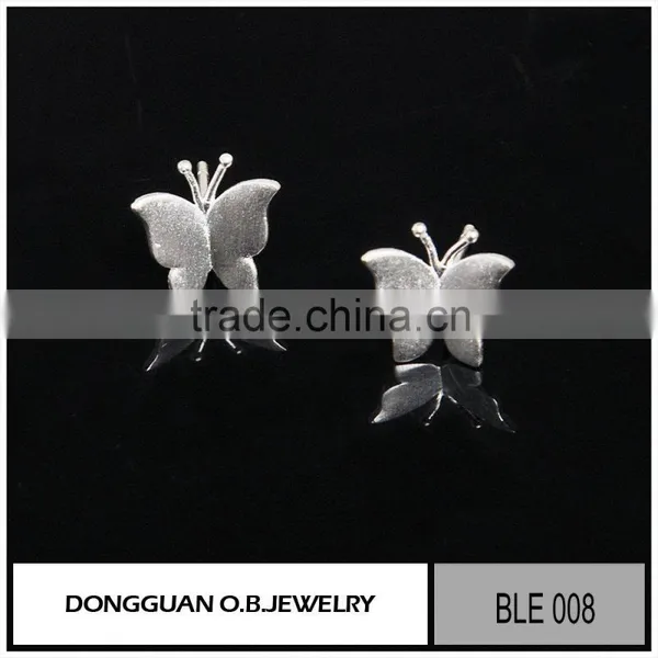 Fashion White Gold Silver Stud Earrings Setting Without Stone photo-3